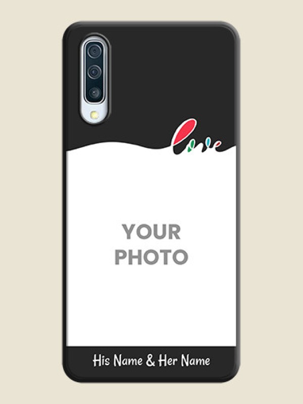 Custom Fall in Love Pattern with Picture - Photo on Space Black Soft Matte Mobile Case - Galaxy A50S - alternate view