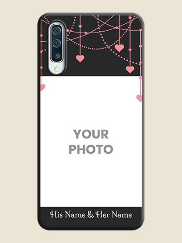 Custom Pink Love Hangings with Text on Space Black Custom Soft Matte Back Cover - Galaxy A50S - alternate view
