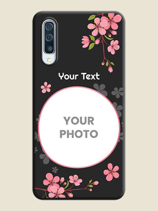 Custom Round Image with Pink Color Floral Design - Photo on Space Black Soft Matte Back Cover - Galaxy A50S - alternate view