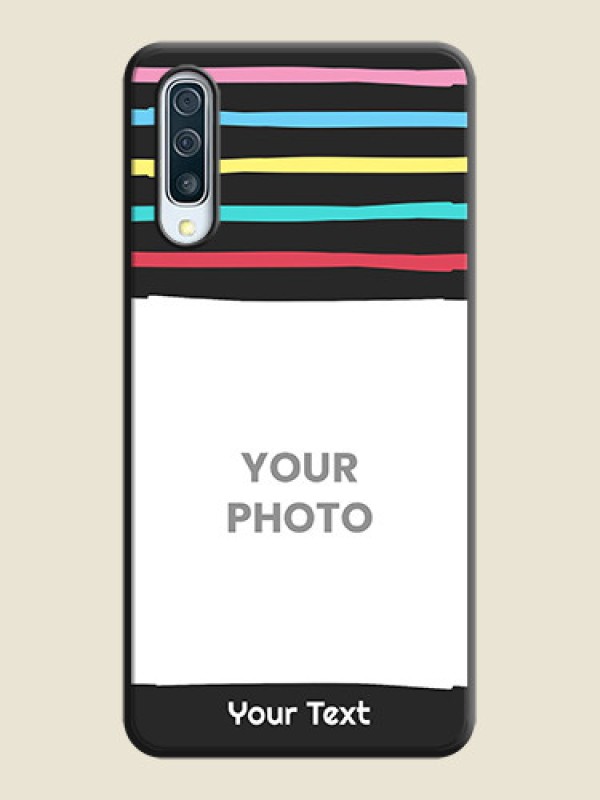 Custom Multicolor Lines with Image on Space Black Personalized Soft Matte Phone Covers - Galaxy A50S - alternate view