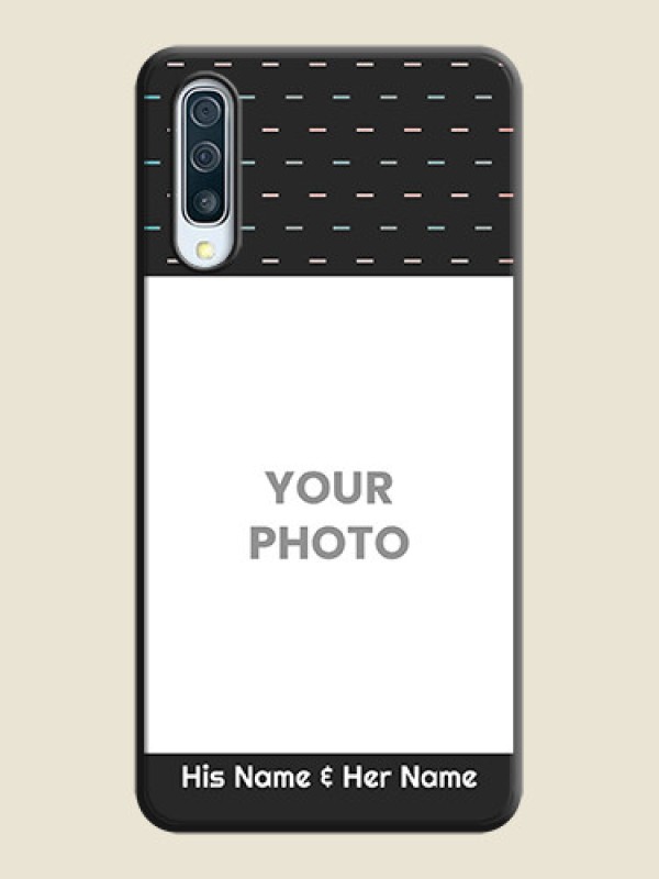 Custom Line Pattern Design with Text on Space Black Custom Soft Matte Phone Back Cover - Galaxy A50S - alternate view