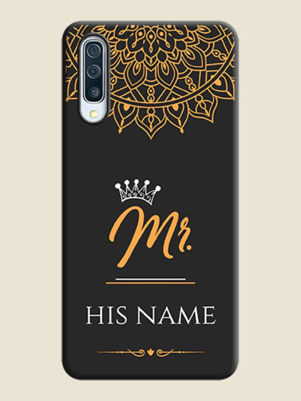 Custom Mr Name with Floral Design  on Personalised Space Black Soft Matte Cases - Galaxy A50S - alternate view