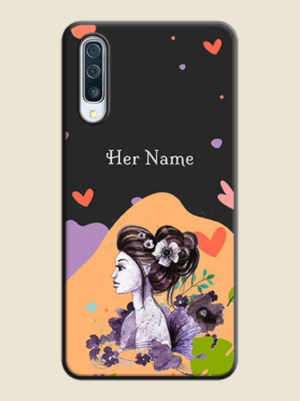Custom Namecase For Her With Fancy Lady Image On Space Black Personalized Soft Matte Phone Covers -Samsung Galaxy A50S - alternate view