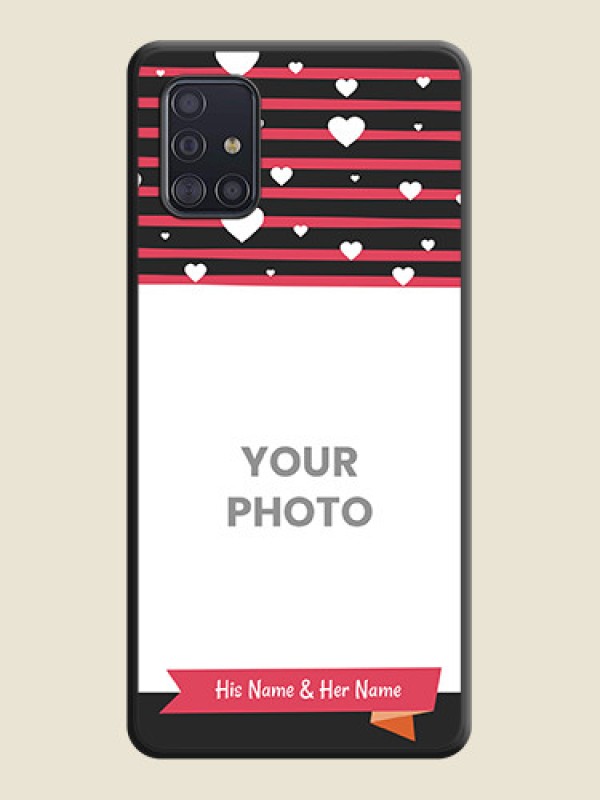 Custom White Color Love Symbols with Pink Lines Pattern on Space Black Custom Soft Matte Phone Cases - Galaxy A51 - alternate view
