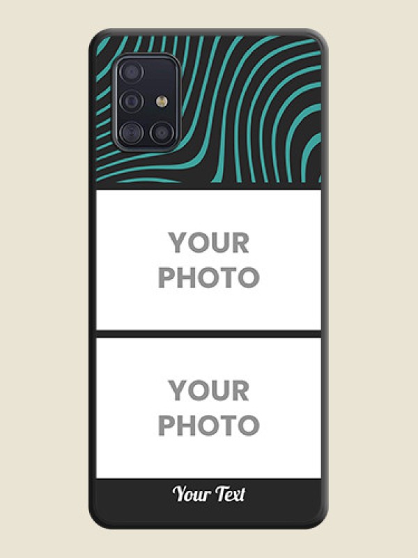Custom Wave Pattern with 2 Image Holder on Space Black Personalized Soft Matte Phone Covers - Galaxy A51 - alternate view