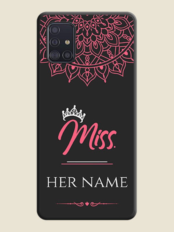 Custom Mrs Name with Floral Design on Space Black Personalized Soft Matte Phone Covers - Galaxy A51 - alternate view