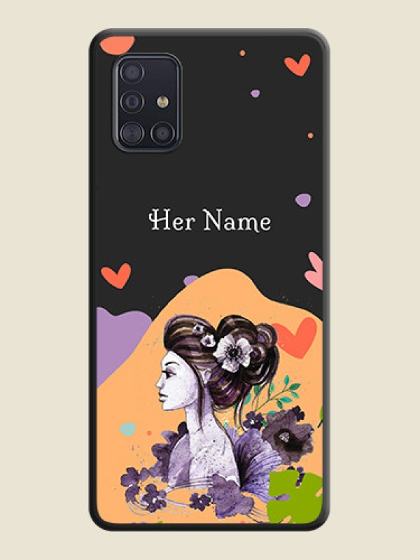 Custom Namecase For Her With Fancy Lady Image On Space Black Personalized Soft Matte Phone Covers -Samsung Galaxy A51 - alternate view