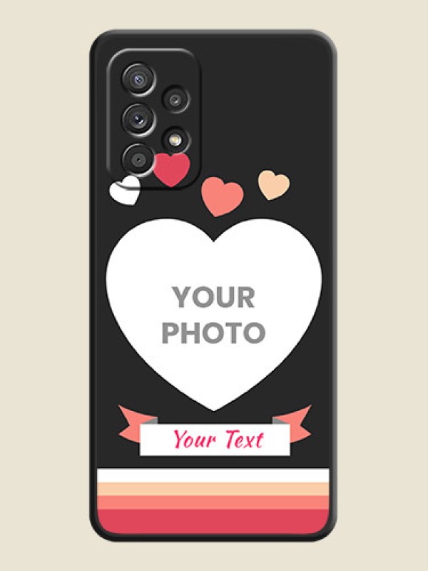 Custom Love Shaped Photo with Colorful Stripes on Personalised Space Black Soft Matte Cases - Galaxy A52 4G - alternate view
