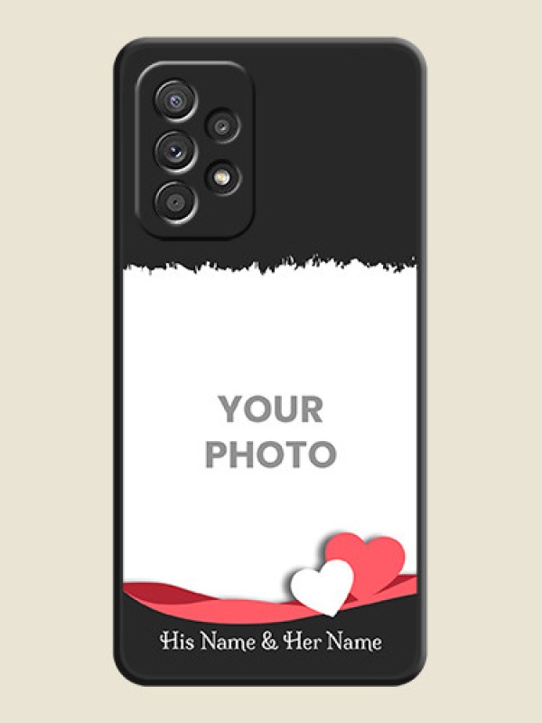 Custom Pin Color Love Shaped Ribbon Design with Text on Space Black Custom Soft Matte Phone Back Cover - Galaxy A52 4G - alternate view