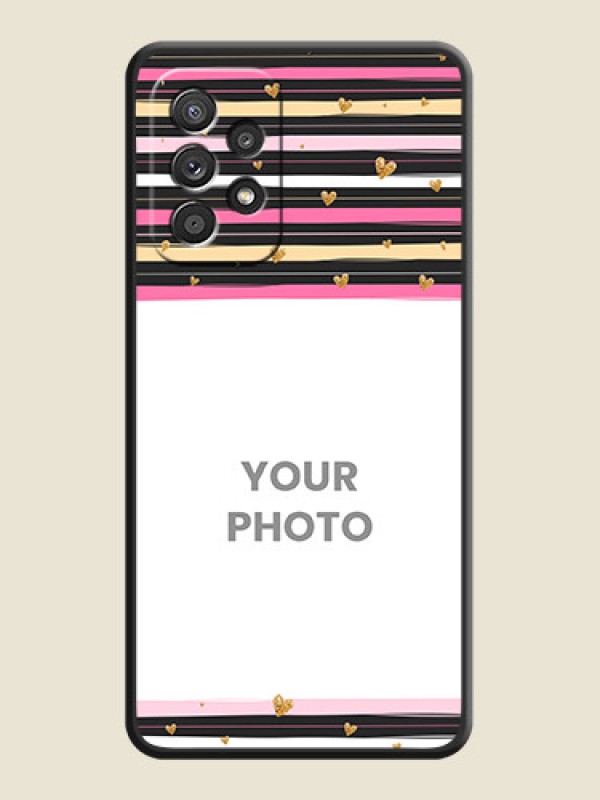Custom Multicolor Lines and Golden Love Symbols Design on Photo on Space Black Soft Matte Mobile Cover - Galaxy A52 4G - alternate view