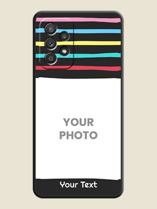 Custom Multicolor Lines with Image on Space Black Personalized Soft Matte Phone Covers - Galaxy A52 4G - alternate view