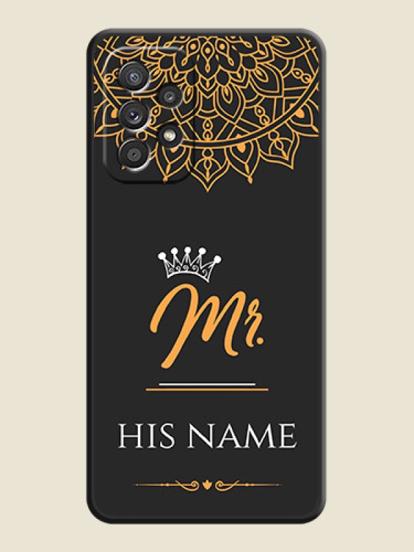 Custom Mr Name with Floral Design  on Personalised Space Black Soft Matte Cases - Galaxy A52 4G - alternate view