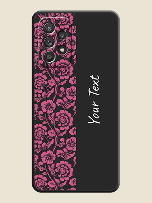 Custom Pink Floral Pattern Design With Custom Text On Space Black Personalized Soft Matte Phone Covers -Samsung Galaxy A52 - alternate view