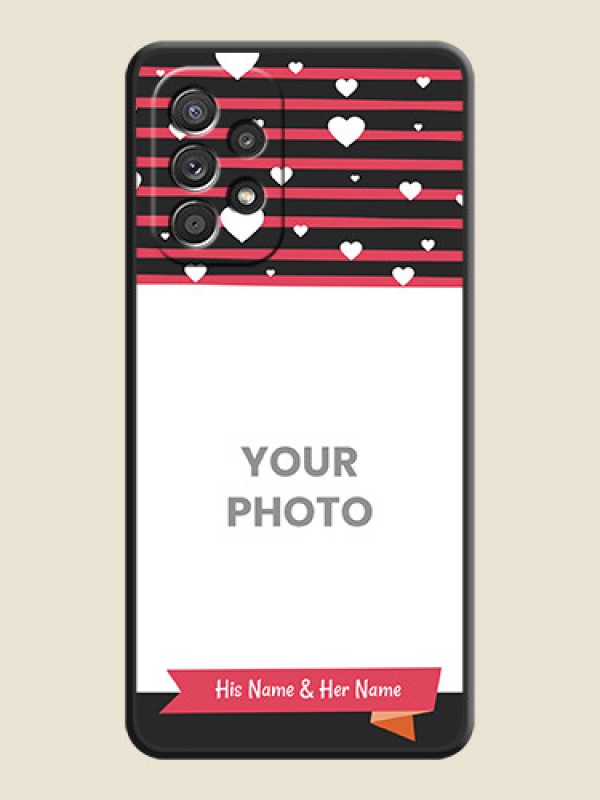 Custom White Color Love Symbols with Pink Lines Pattern on Space Black Custom Soft Matte Phone Cases - Galaxy A52s 5G - alternate view