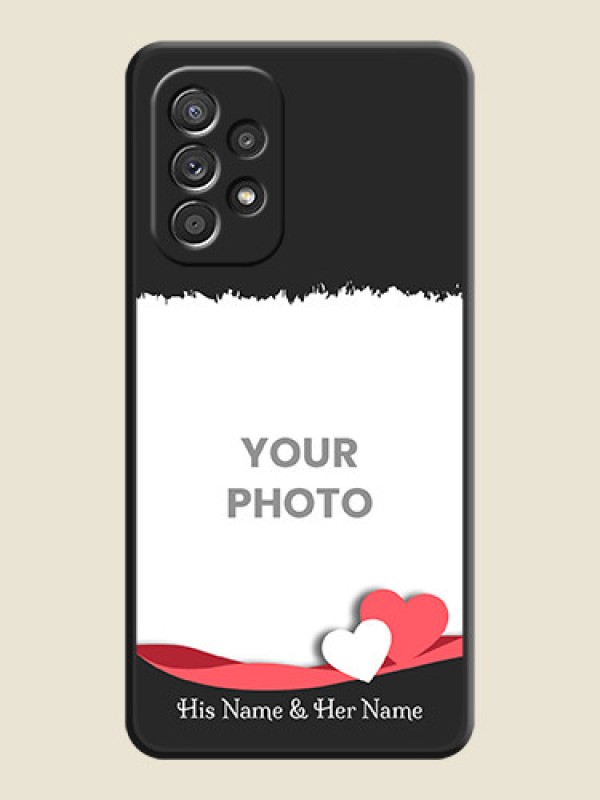 Custom Pin Color Love Shaped Ribbon Design with Text on Space Black Custom Soft Matte Phone Back Cover - Galaxy A52s 5G - alternate view