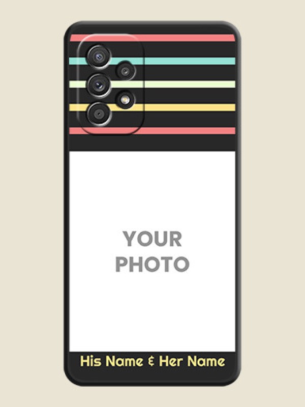 Custom Color Stripes with Photo and Text on Photo on Space Black Soft Matte Mobile Case - Galaxy A52s 5G - alternate view