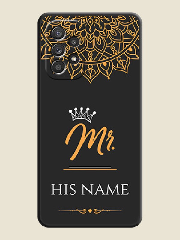 Custom Mr Name with Floral Design  on Personalised Space Black Soft Matte Cases - Galaxy A52s 5G - alternate view