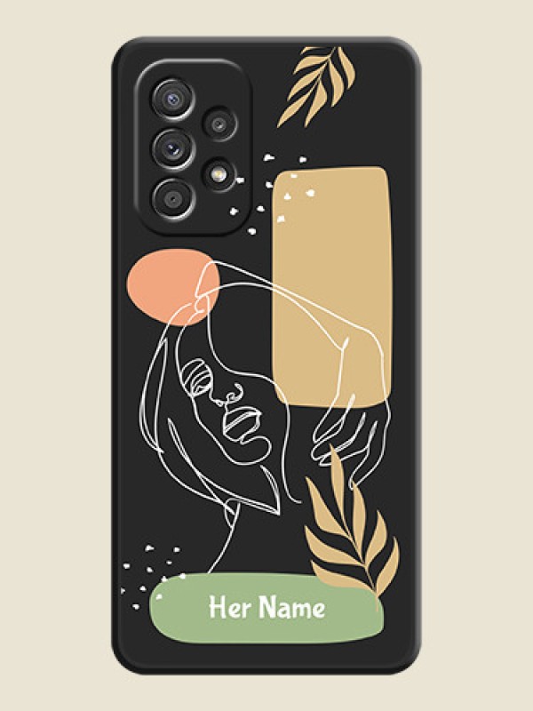 Custom Custom Text With Line Art Of Women & Leaves Design On Space Black Personalized Soft Matte Phone Covers -Samsung Galaxy A52S 5G - alternate view