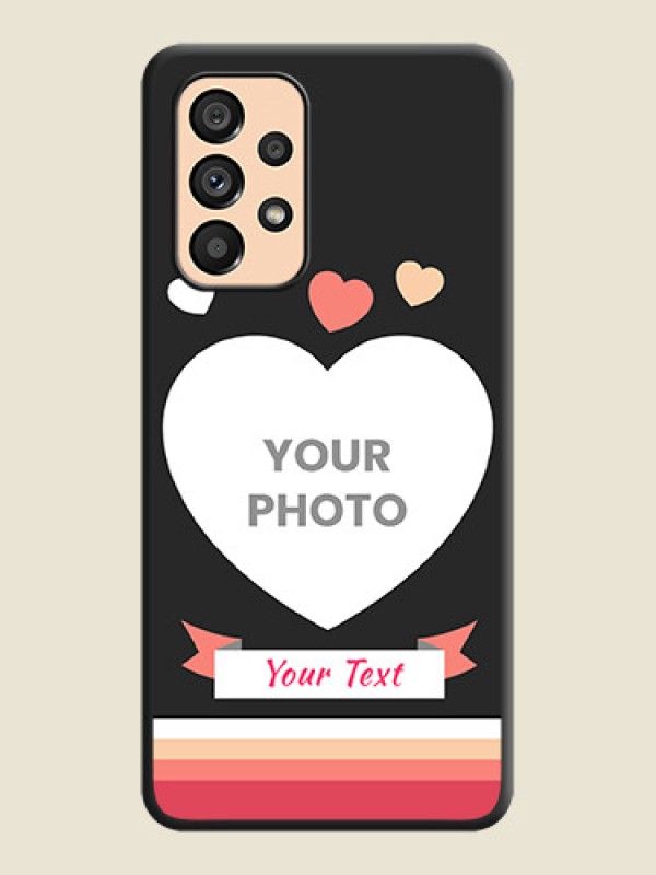 Custom Love Shaped Photo with Colorful Stripes on Personalised Space Black Soft Matte Cases - Galaxy A53 5G - alternate view