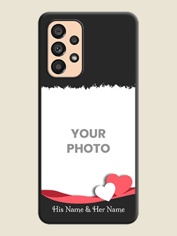 Custom Pin Color Love Shaped Ribbon Design with Text on Space Black Custom Soft Matte Phone Back Cover - Galaxy A53 5G - alternate view
