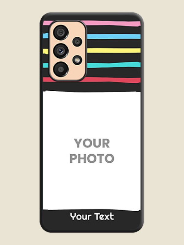 Custom Multicolor Lines with Image on Space Black Personalized Soft Matte Phone Covers - Galaxy A53 5G - alternate view