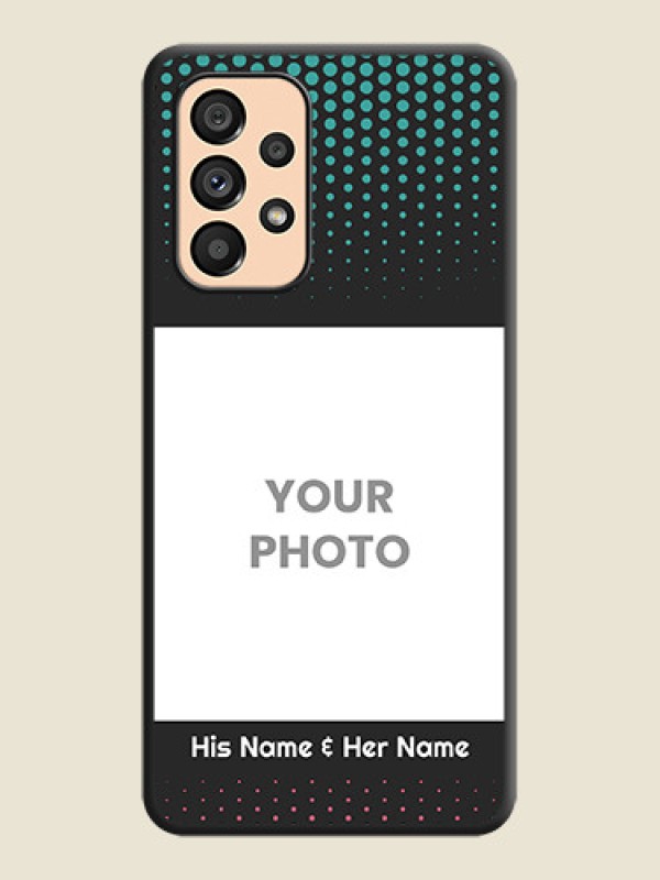 Custom Faded Dots with Grunge Photo Frame and Text on Space Black Custom Soft Matte Phone Cases - Galaxy A53 5G - alternate view