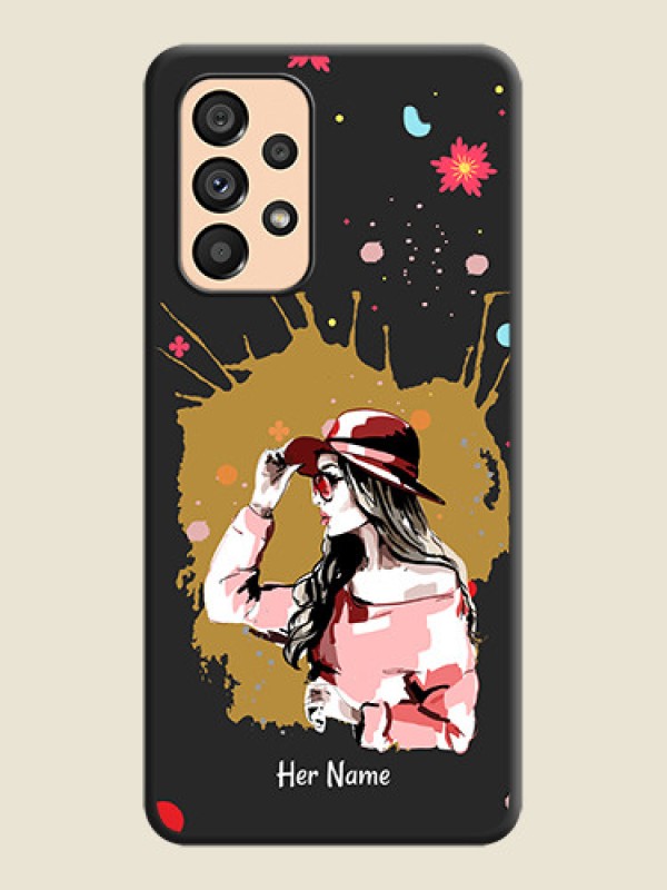 Custom Mordern Lady With Color Splash Background With Custom Text On Space Black Personalized Soft Matte Phone Covers -Samsung Galaxy A53 5G - alternate view