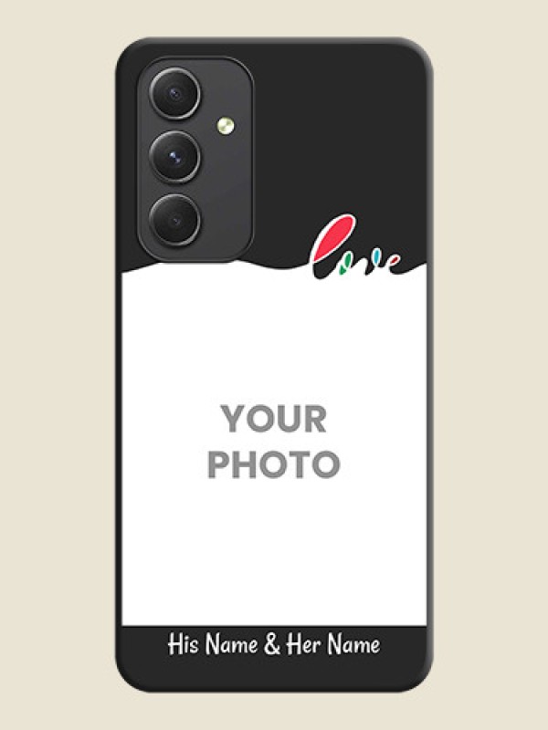 Custom Fall in Love Pattern with Picture on Photo on Space Black Soft Matte Mobile Case - Galaxy A54 5G - alternate view