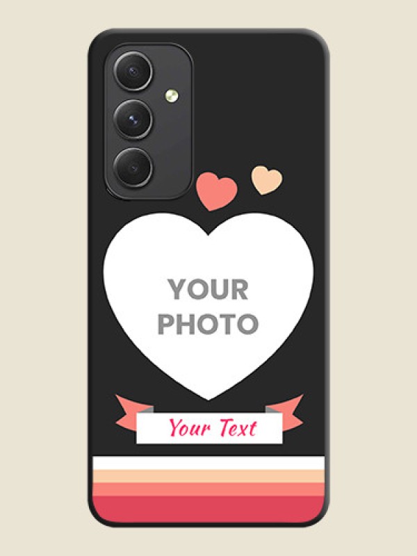 Custom Love Shaped Photo with Colorful Stripes on Personalised Space Black Soft Matte Cases - Galaxy A54 5G - alternate view