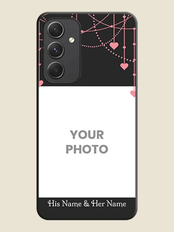 Custom Pink Love Hangings with Text on Space Black Custom Soft Matte Back Cover - Galaxy A54 5G - alternate view