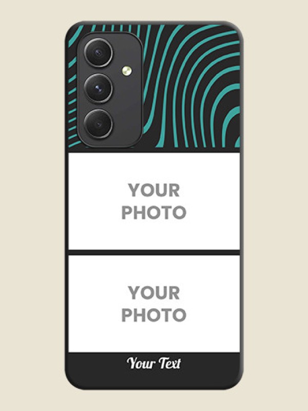 Custom Wave Pattern with 2 Image Holder on Space Black Personalized Soft Matte Phone Covers - Galaxy A54 5G - alternate view