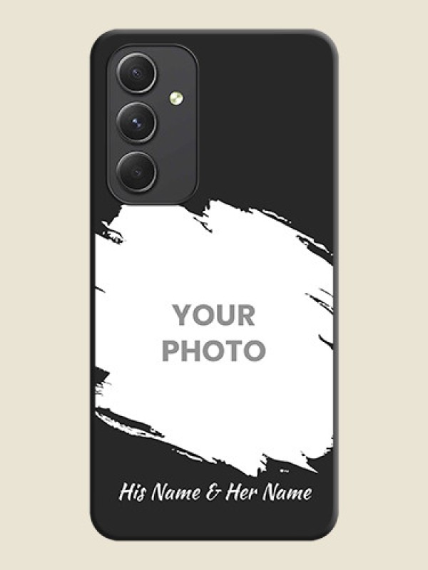 Custom Grunge Brush Strokes on Photo on Space Black Soft Matte Back Cover - Galaxy A54 5G - alternate view