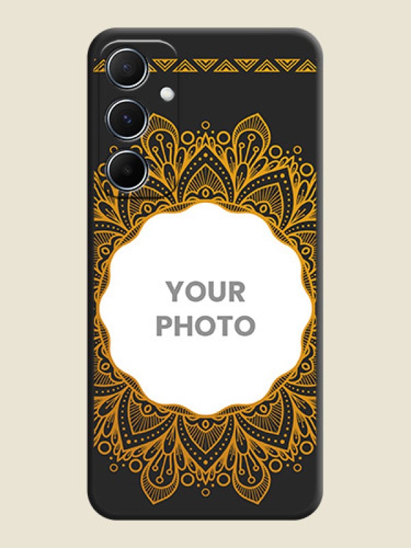 Custom Round Image with Floral Design - Photo on Space Black Soft Matte Mobile Cover - Galaxy A55 5G - alternate view