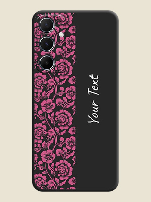 Custom Pink Floral Pattern Design With Custom Text On Space Black Personalized Soft Matte Phone Covers - Galaxy A55 5G - alternate view