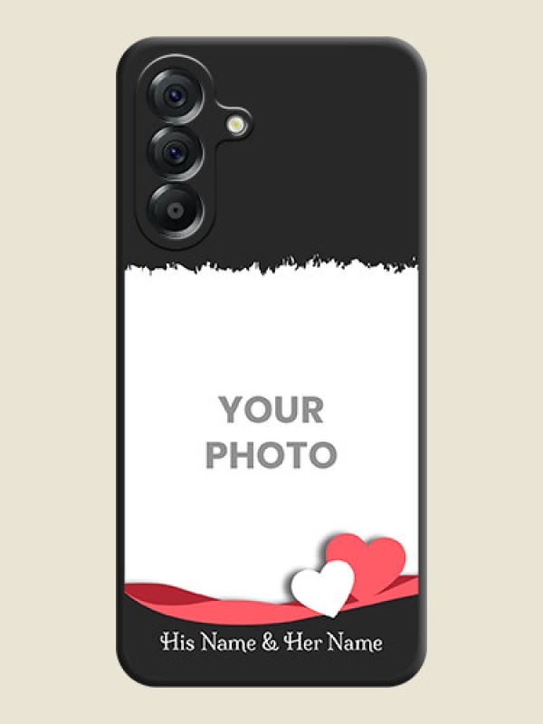 Custom Pin Color Love Shaped Ribbon Design with Text On Space Black Custom Soft Matte Mobile Back Cover - Samsung Galaxy A56 5G - alternate view