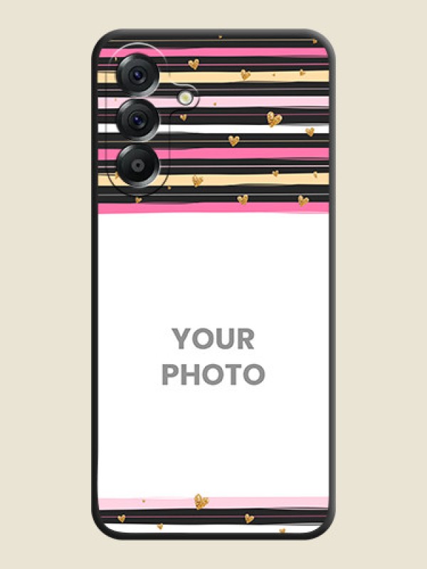 Custom Multicolor Lines and Golden Love Symbols Design on Photo On Space Black Custom Soft Matte Mobile Back Cover - Samsung Galaxy A56 5G - alternate view