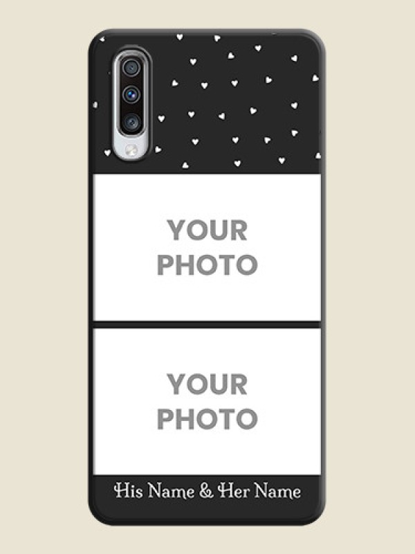 Custom Miniature Love Symbols with Name on Space Black Custom Soft Matte Back Cover - Galaxy A70 - alternate view
