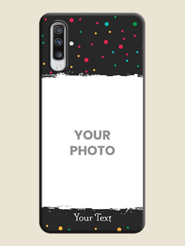 Custom Multicolor Dotted Pattern with Text on Space Black Custom Soft Matte Phone Back Cover - Galaxy A70 - alternate view