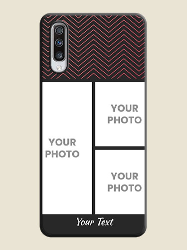 Custom Wave Pattern with 3 Image Holder on Space Black Custom Soft Matte Back Cover - Galaxy A70 - alternate view