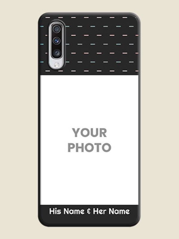Custom Line Pattern Design with Text on Space Black Custom Soft Matte Phone Back Cover - Galaxy A70 - alternate view