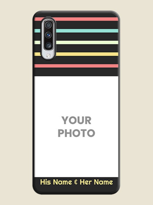 Custom Color Stripes with Photo and Text - Photo on Space Black Soft Matte Mobile Case - Galaxy A70 - alternate view