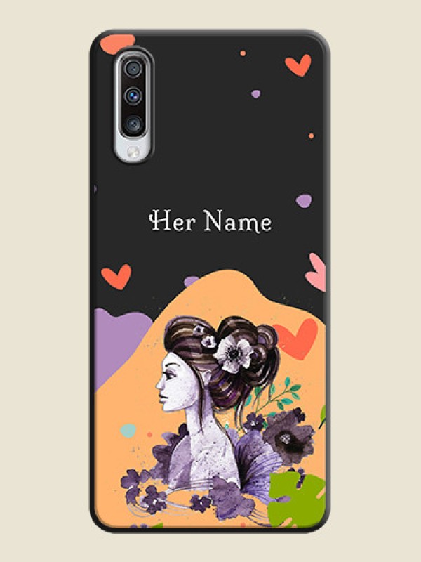 Custom Namecase For Her With Fancy Lady Image On Space Black Personalized Soft Matte Phone Covers -Samsung Galaxy A70 - alternate view