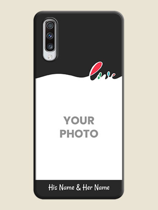 Custom Fall in Love Pattern with Picture - Photo on Space Black Soft Matte Mobile Case - Galaxy A70S - alternate view