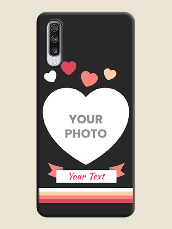 Custom Love Shaped Photo with Colorful Stripes on Personalised Space Black Soft Matte Cases - Galaxy A70S - alternate view