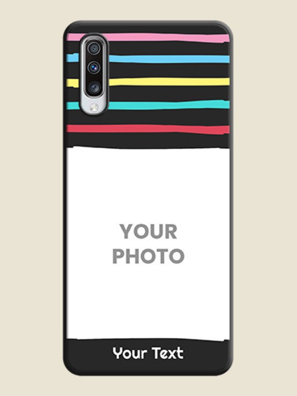 Custom Multicolor Lines with Image on Space Black Personalized Soft Matte Phone Covers - Galaxy A70S - alternate view
