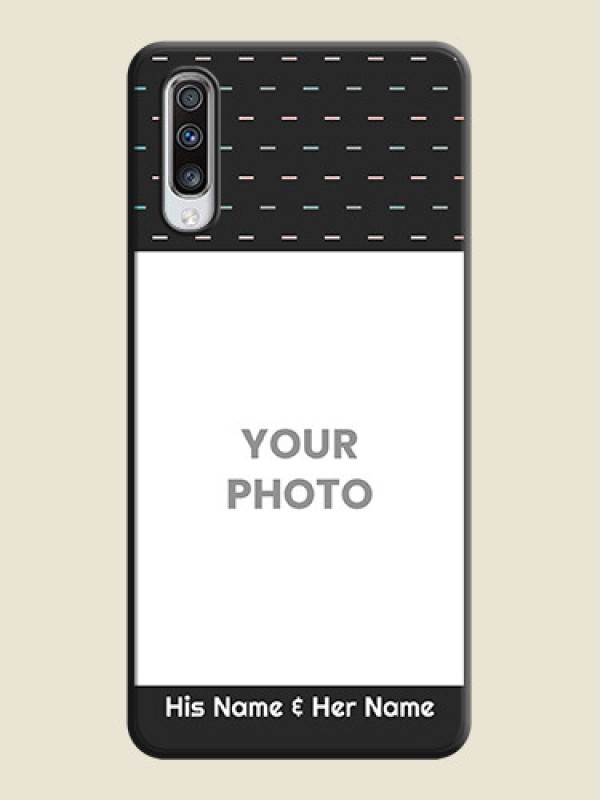 Custom Line Pattern Design with Text on Space Black Custom Soft Matte Phone Back Cover - Galaxy A70S - alternate view