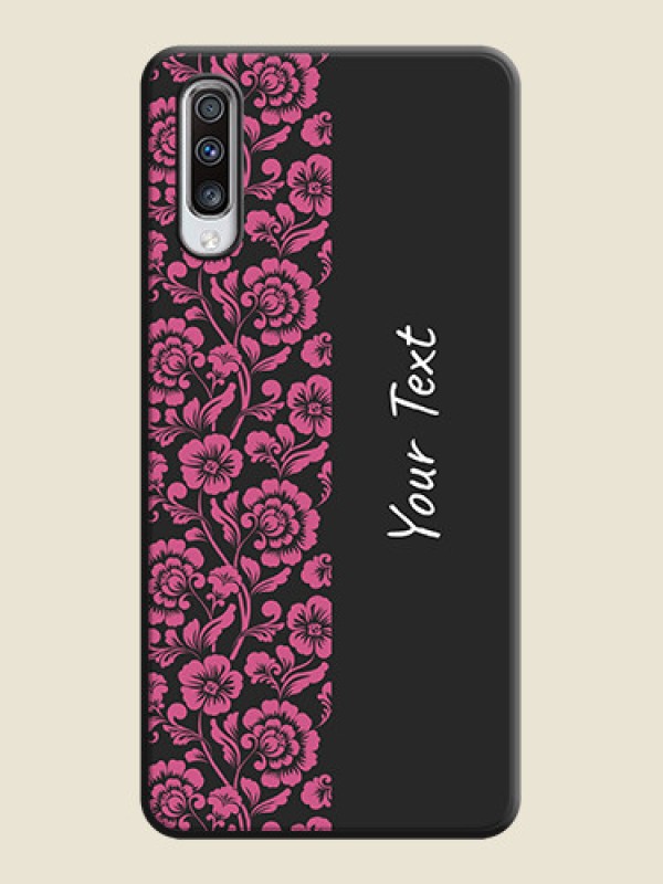 Custom Pink Floral Pattern Design With Custom Text On Space Black Personalized Soft Matte Phone Covers -Samsung Galaxy A70S - alternate view
