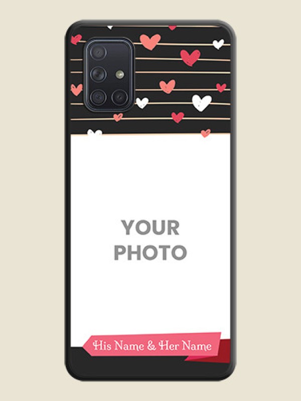 Custom Love Pattern with Name on Pink Ribbon  on Photo on Space Black Soft Matte Back Cover - Galaxy A71 - alternate view