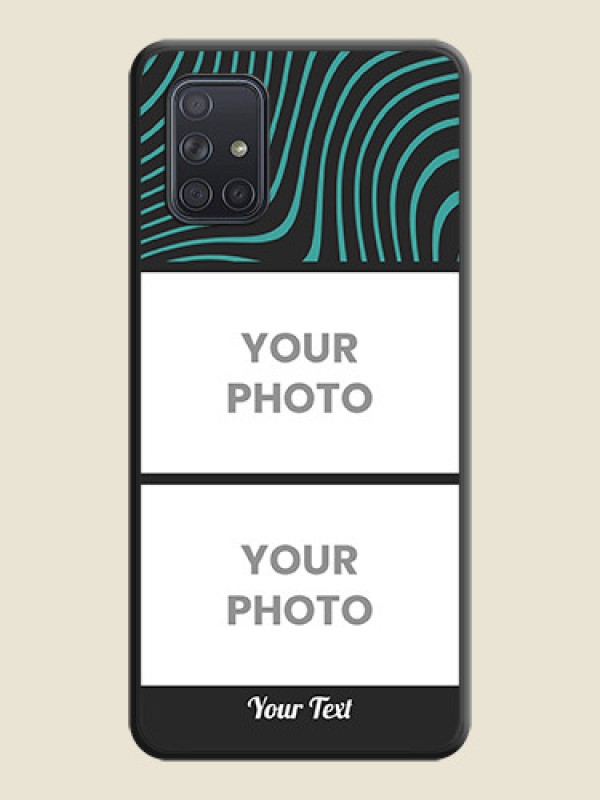 Custom Wave Pattern with 2 Image Holder on Space Black Personalized Soft Matte Phone Covers - Galaxy A71 - alternate view