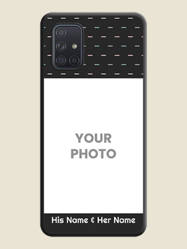 Custom Line Pattern Design with Text on Space Black Custom Soft Matte Phone Back Cover - Galaxy A71 - alternate view